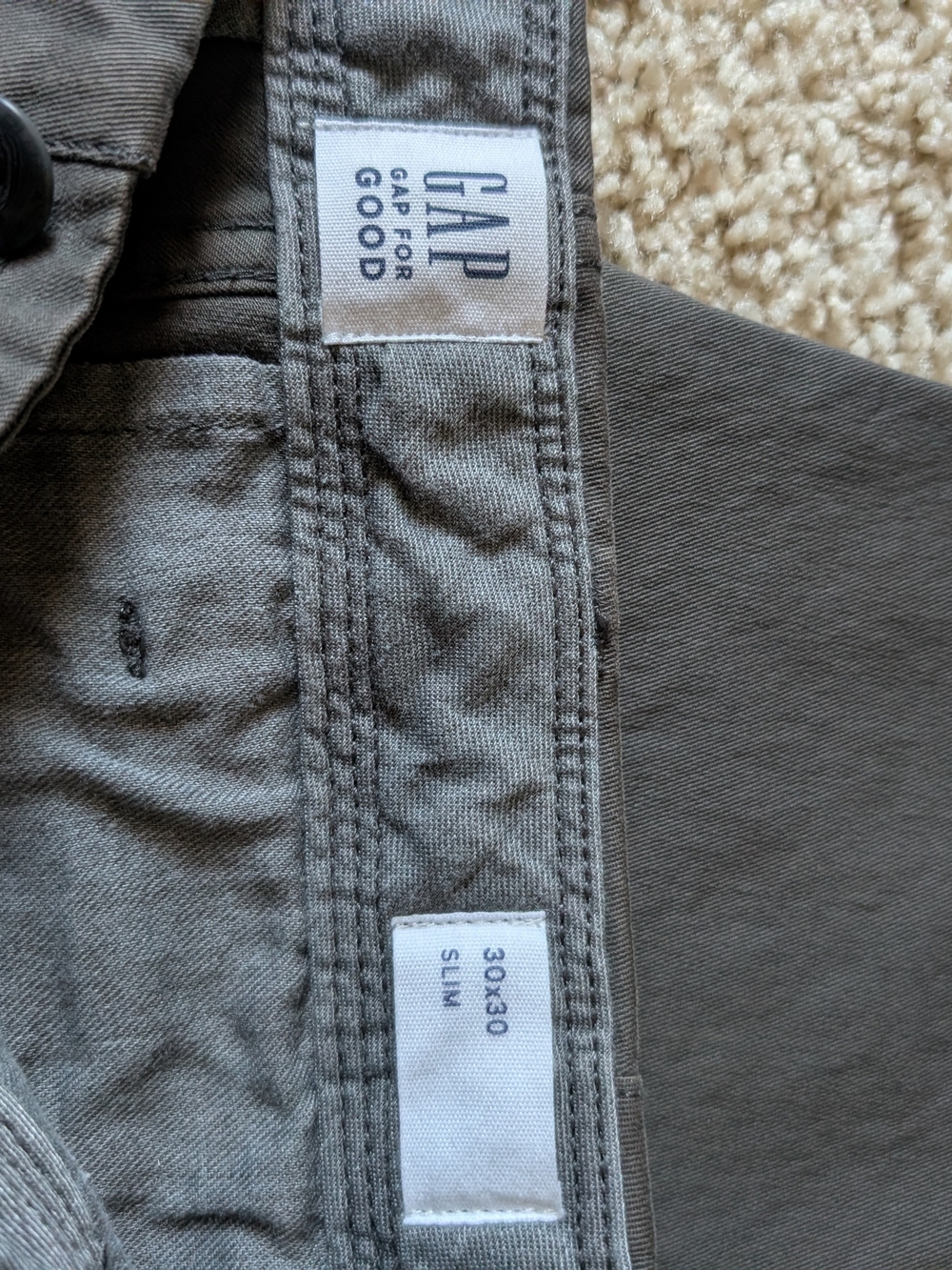 GAP Slim Fit Men's Chinos — Charcoal/Green
